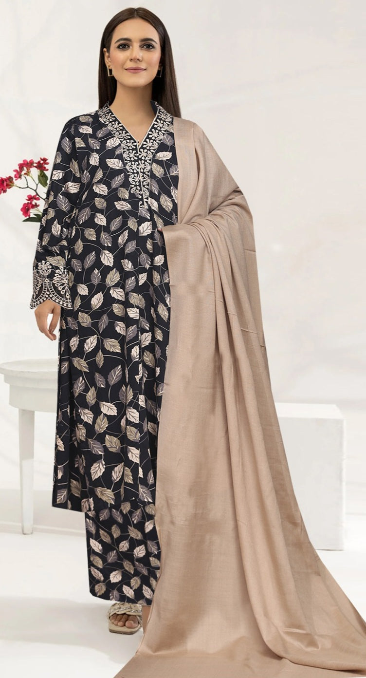 Camel Brown/Black Twill Marina with Pashmina Shawl